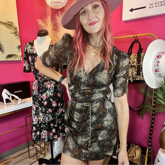 REVOLVE chocolate brown snakeskin mini dress - Picture 4 of 15